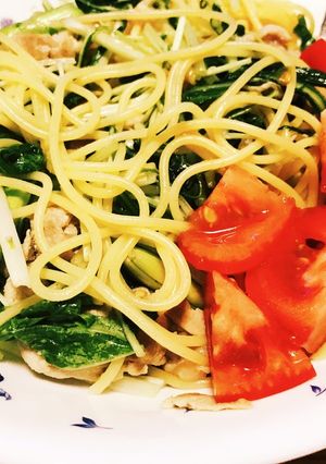 豚肉と水菜とアスパラの簡単さっぱりパスタ-レシピのメイン写真