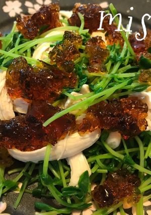 豆苗と鶏肉のサラダ☆手作りポン酢ジュレ-レシピのメイン写真