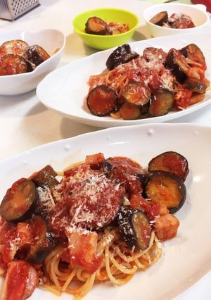 夏の定番♡なすとベーコンのスパゲッティ-レシピのメイン写真