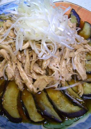 ♪揚げ茄子と蒸し鶏のゴマ醤油♪-レシピのメイン写真