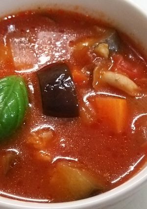 夏バテ予防に！トマトベースの夏野菜スープ-レシピのメイン写真