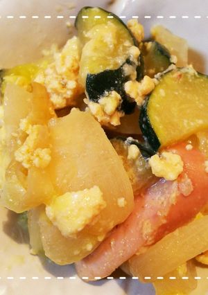 簡単！ズッキーニと玉ねぎの醤油マヨ卵炒め-レシピのメイン写真