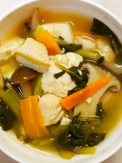 簡単♪小松菜と豆腐 鶏ささみの中華煮!-レシピのメイン写真