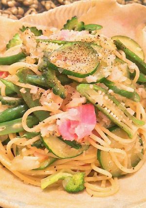5種の緑野菜で夏のペペロンチーノ-レシピのメイン写真