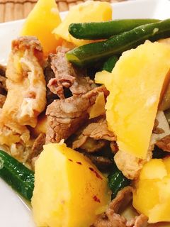 余り物☆牛肉とじゃがいもとインゲンの煮物-レシピのメイン写真