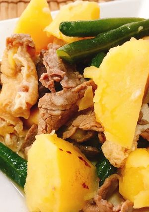 余り物☆牛肉とじゃがいもとインゲンの煮物-レシピのメイン写真