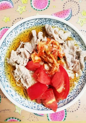 一人飯☆冷しゃぶ☆キムチソーメン☆-レシピのメイン写真