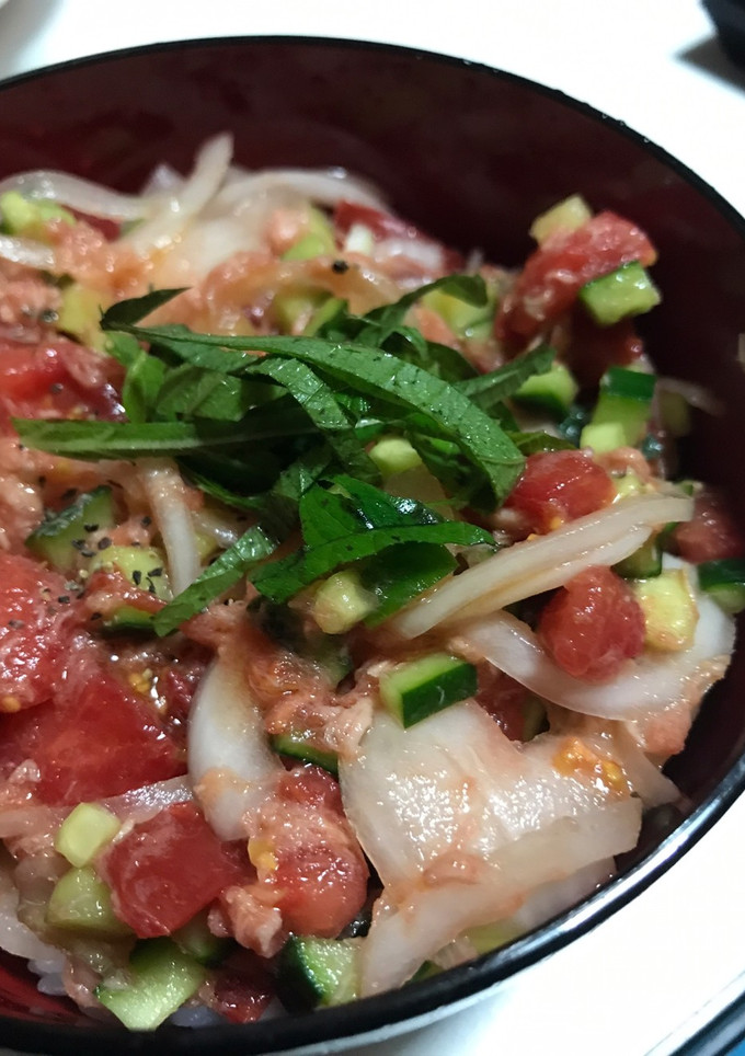 夏野菜を切るだけ簡単！トマト丼-レシピのメイン写真