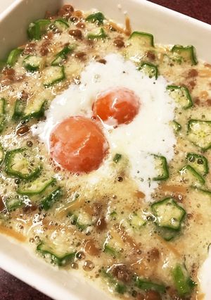 納豆とオクラと長芋となめ茸のサラダ！-レシピのメイン写真