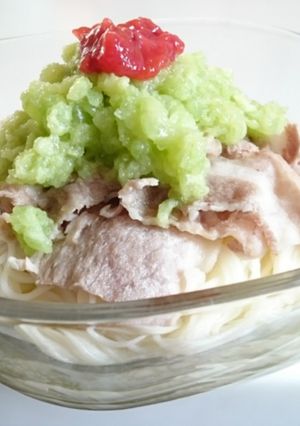 おろし胡瓜レモンだれの豚しゃぶ素麺-レシピのメイン写真
