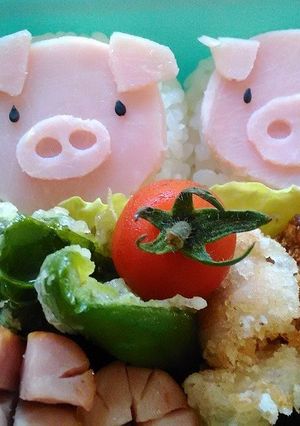 キャラ弁♡ぶたちゃん弁当♪-レシピのメイン写真