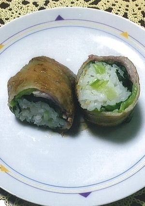 広島菜の肉巻きおにぎり-レシピのメイン写真