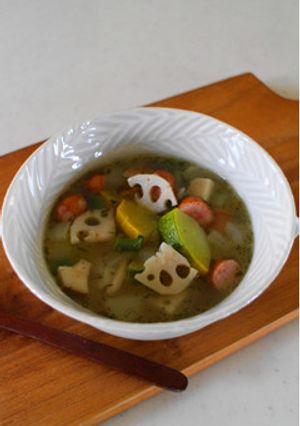 しそ風味の根菜ミネストローネ-レシピのメイン写真