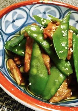 絹さやとごぼう天でサッと煮-レシピのメイン写真