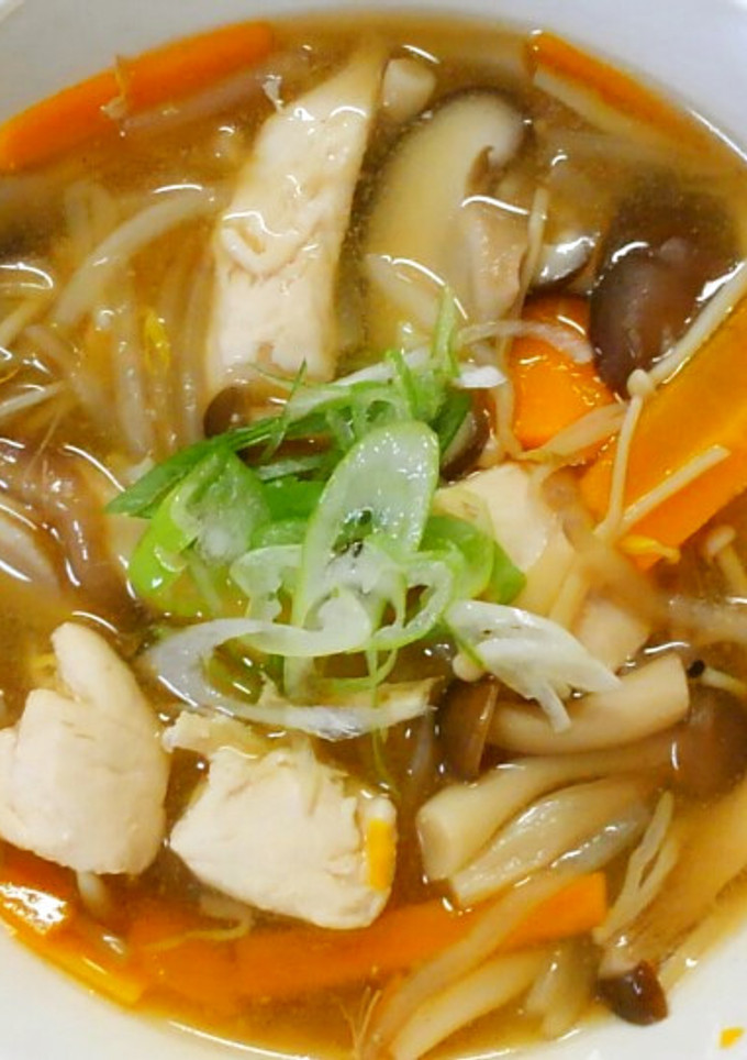 鶏ささみと もやし きのこの中華スープ♡-レシピのメイン写真