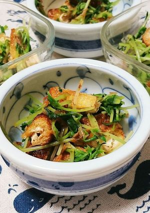 豆苗・油揚げ・鰹節のレモン醤油和え-レシピのメイン写真