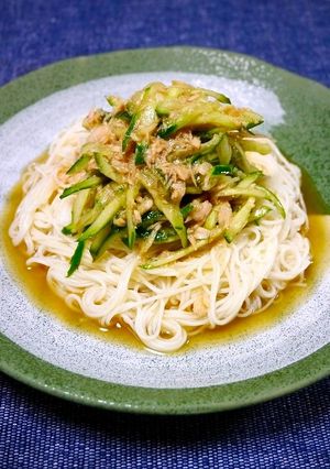 簡単！サッパリ☆ツナ胡瓜茗荷そうめん-レシピのメイン写真