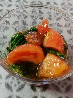 簡単☆モロヘイヤとトマトともずく酢の物-レシピのメイン写真