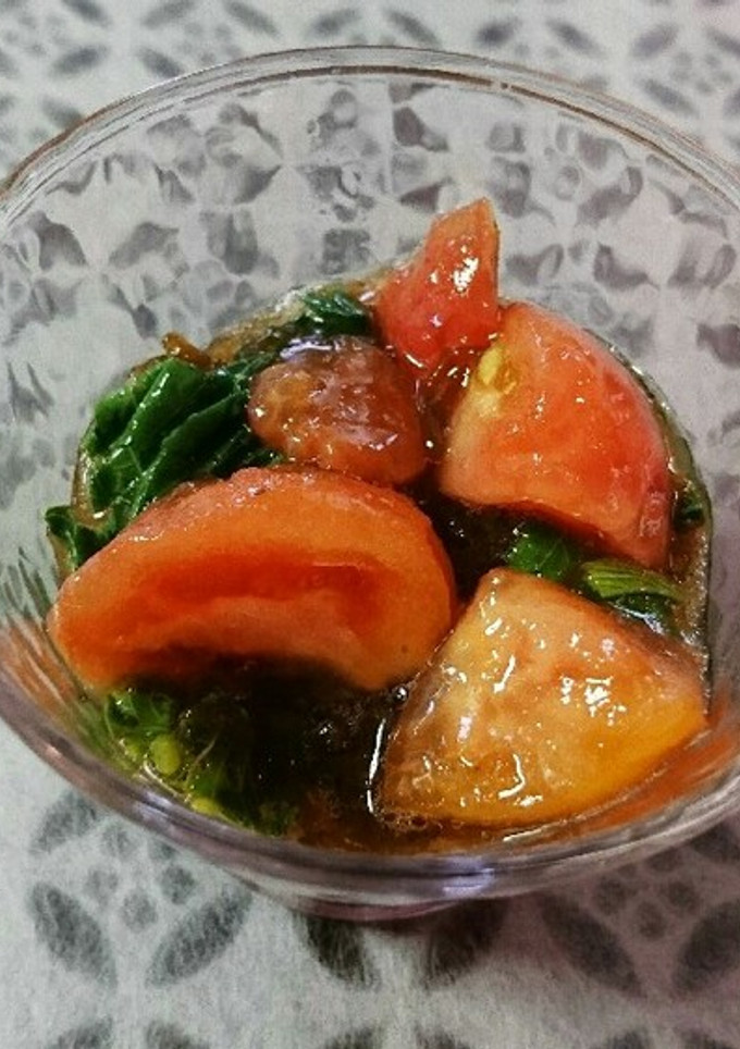 簡単☆モロヘイヤとトマトともずく酢の物-レシピのメイン写真