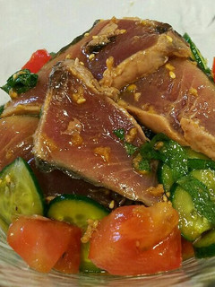 鰹のたたきと夏野菜のさっぱり和え-レシピのメイン写真