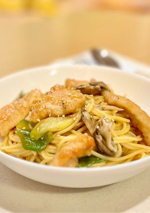 味付け簡単！鶏とねぎの和風パスタ♪-レシピのメイン写真
