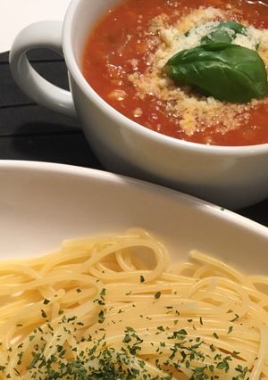 ツナ缶とホールトマトで簡単つけナポリタン-レシピのメイン写真