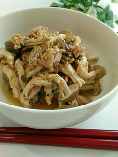 レンジ2分!無限しめじ(ツナ麺つゆごま油-レシピのメイン写真