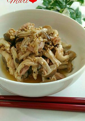 レンジ2分！無限しめじ（ツナ麺つゆごま油-レシピのメイン写真