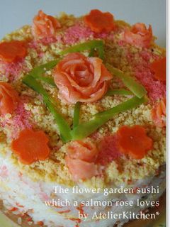 スモークサーモンで薔薇☆お花畑ちらし寿司-レシピのメイン写真