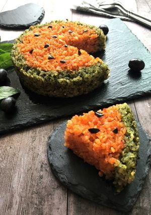 冷凍ごはんで作るスイカ風！焼きリゾット-レシピのメイン写真