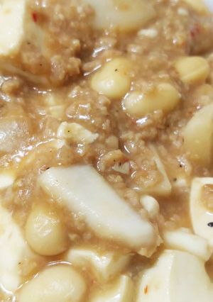 【料理】即席適当な大豆のお肉入り麻婆豆腐-レシピのメイン写真