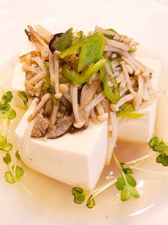 オクラとキノコの出汁煮で奴-レシピのメイン写真