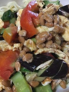 たっぷり夏野菜と納豆の冷やし中華-レシピのメイン写真
