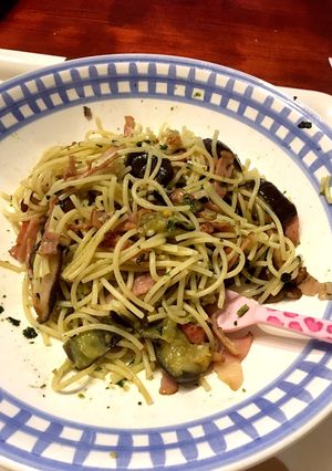 茄子とベーコンのお茶漬けパスタ-レシピのメイン写真