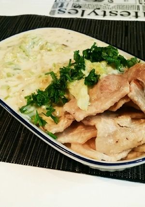 豚肉のニンニク豆乳キャベツソース-レシピのメイン写真