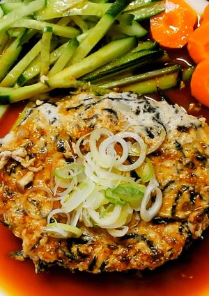 簡単！豆腐ハンバーグ♡わさび醤油ソース♪-レシピのメイン写真