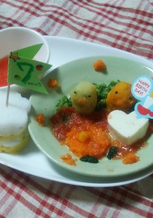 離乳食初期中期☆お祝いケーキ＆あひる-レシピのメイン写真