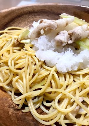 ♡豚肉と長ねぎのみぞれぽん酢パスタ♡-レシピのメイン写真