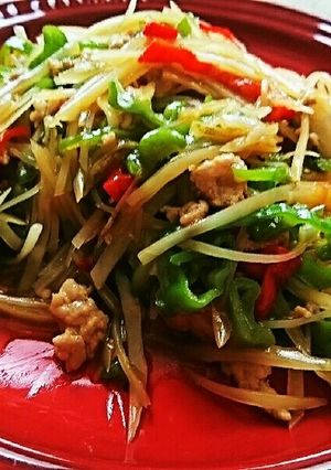 じゃがいもと鶏ひき肉のチンジャオロース-レシピのメイン写真