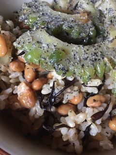 納豆とゴーヤの胡麻和えまぜご飯-レシピのメイン写真