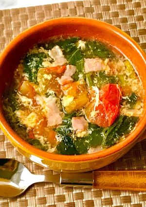 モロヘイヤとトマトと卵の☆中華スープ-レシピのメイン写真
