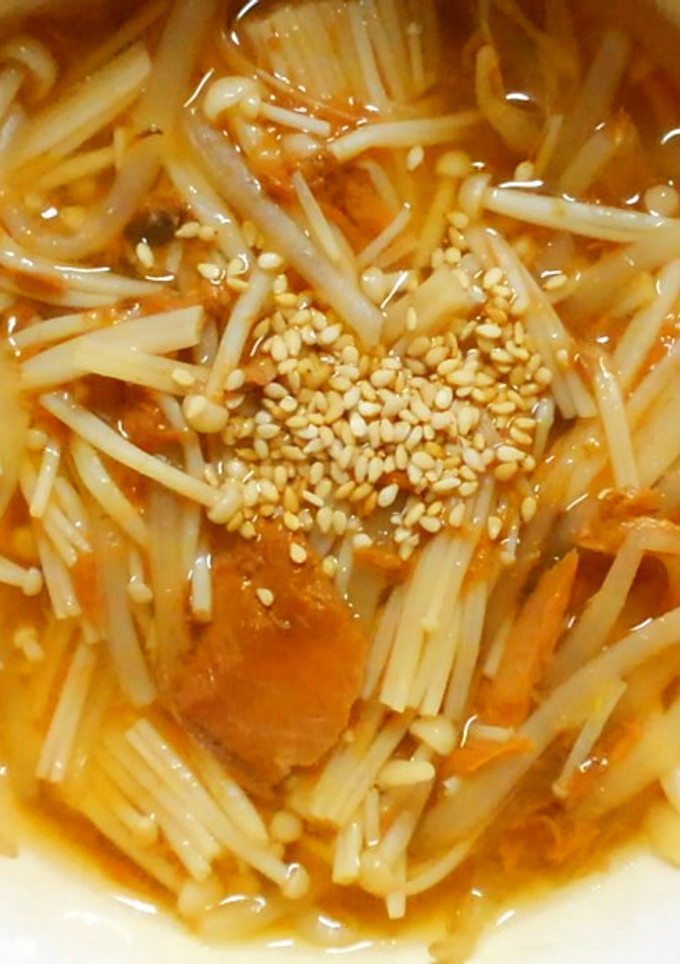 簡単♪えのきとマグロ味付け缶の中華スープ-レシピのメイン写真
