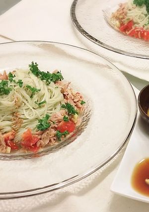 アレンジ夏野菜バジル素麺DEカッペリーニ-レシピのメイン写真