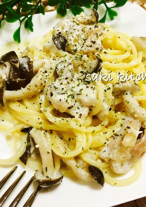 ♡茸と鶏肉の和風クリームパスタ♡-レシピのメイン写真