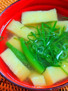 インゲンと油揚げの味噌汁-レシピのメイン写真