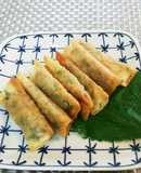 大葉と納豆の棒揚げ　ワンタン皮で