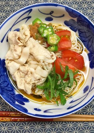 さっぱり☆豚トマトおくら大葉☆そうめん-レシピのメイン写真