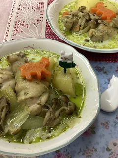 手羽元出汁のジェノベーゼ煮込みスープ!-レシピのメイン写真