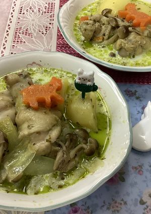 手羽元出汁のジェノベーゼ煮込みスープ！-レシピのメイン写真