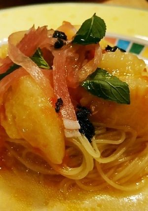 桃の冷製パスタ-レシピのメイン写真